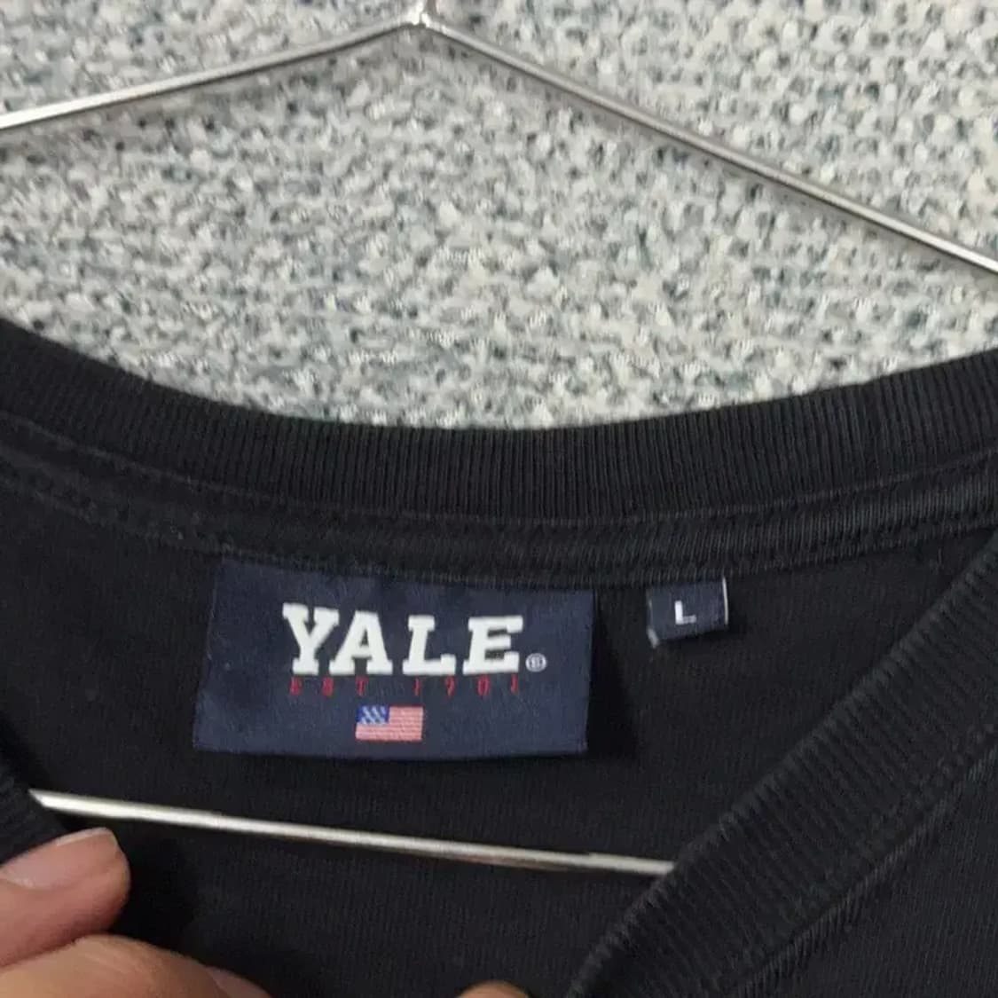예일 심플 로고 남성 블랙 반팔 티 L 상품이미지3