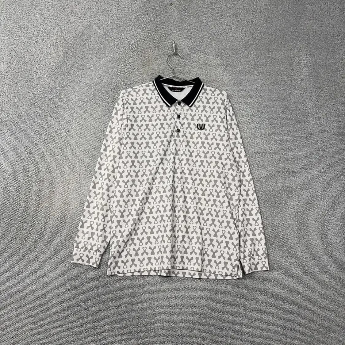 MU스포츠 골프 패턴 남성 로고 기능성 긴팔 카라티 M 상품이미지1