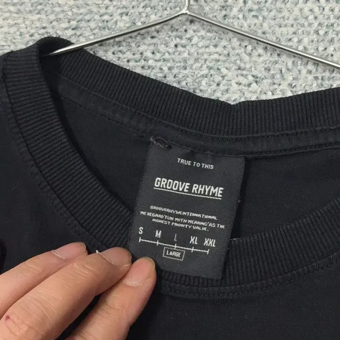 그루브라임 프린팅 블랙 크롭 반팔티 L 상품이미지3