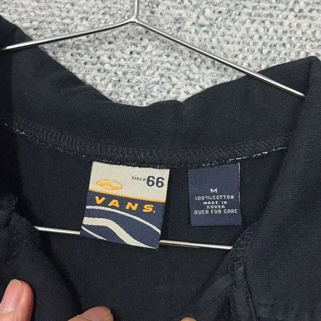 반스 로고 블랙 코튼 반팔 카라티 M 상품이미지3