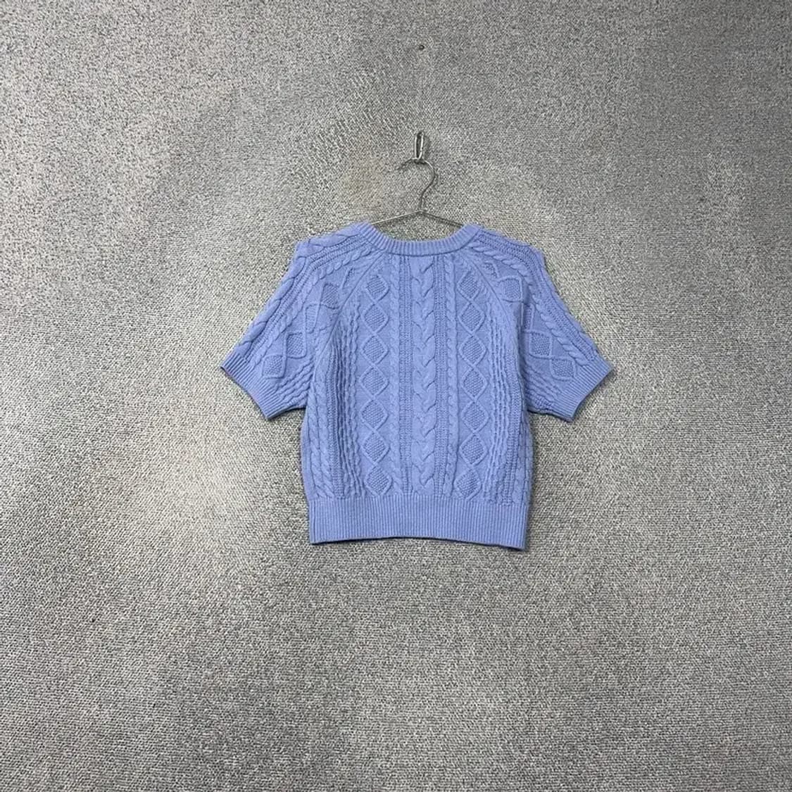에잇세컨즈 라이트 블루 케이블 니트 반팔 M 상품이미지2