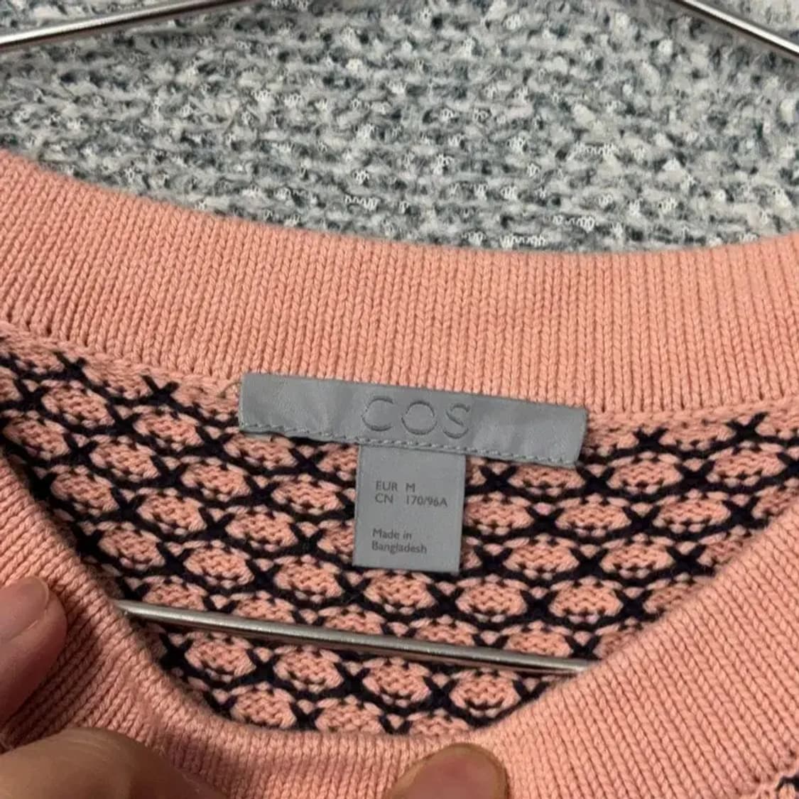 코스 여성 클래식 라이트 핑크 니트 반팔 티 M 상품이미지5