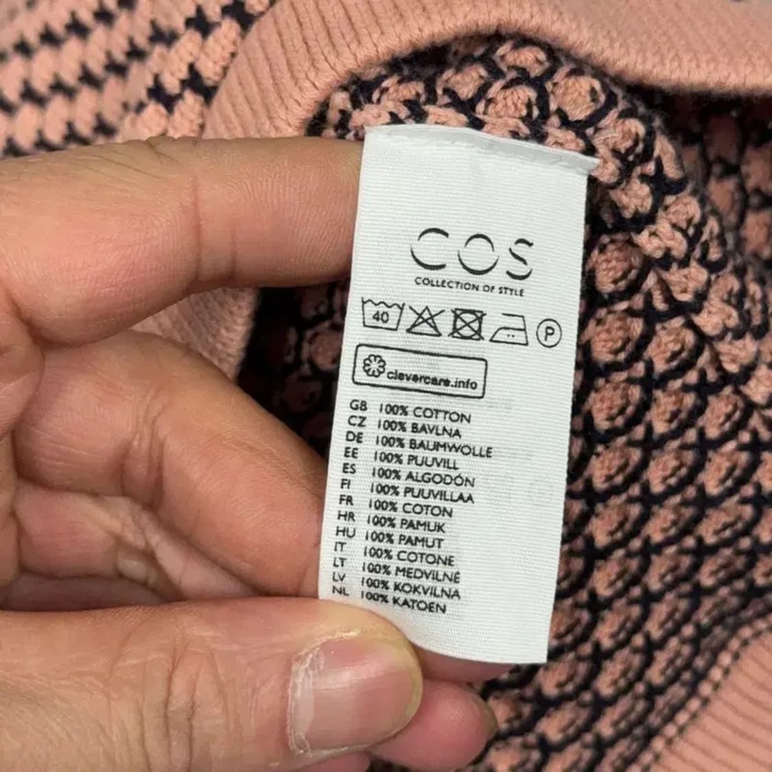 코스 여성 클래식 라이트 핑크 니트 반팔 티 M 상품이미지6