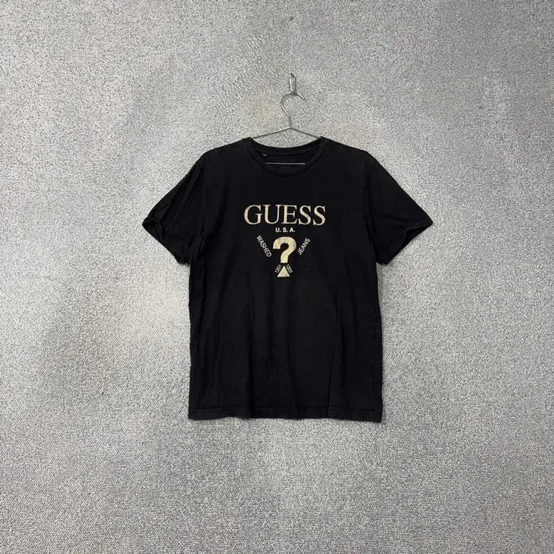 게스 프린팅 블랙 남성 캐주얼 반팔 티 XXL 상품이미지1