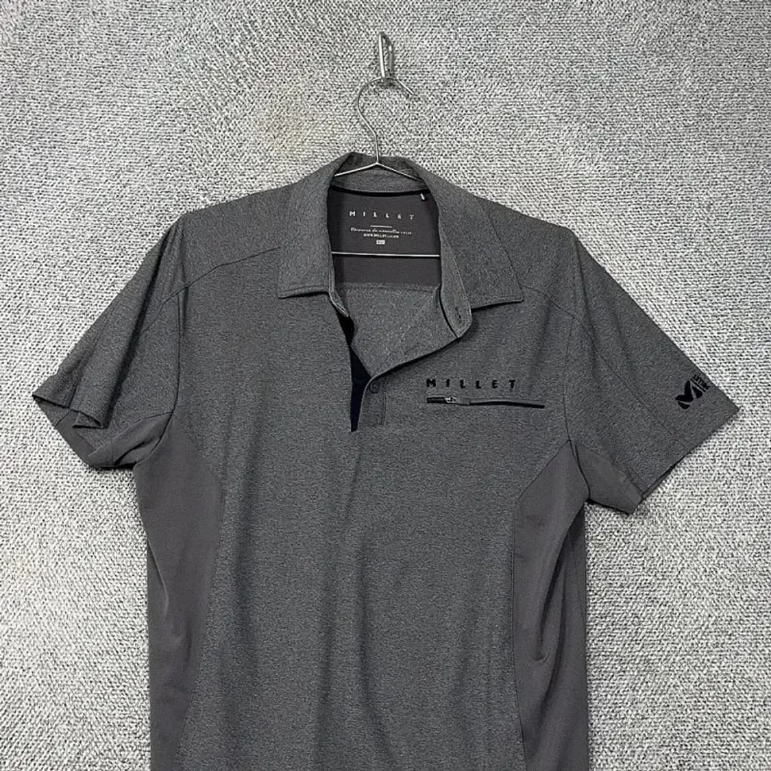밀레 그레이 남성 등산 기능성 운동 반팔 카라티 M 상품이미지3