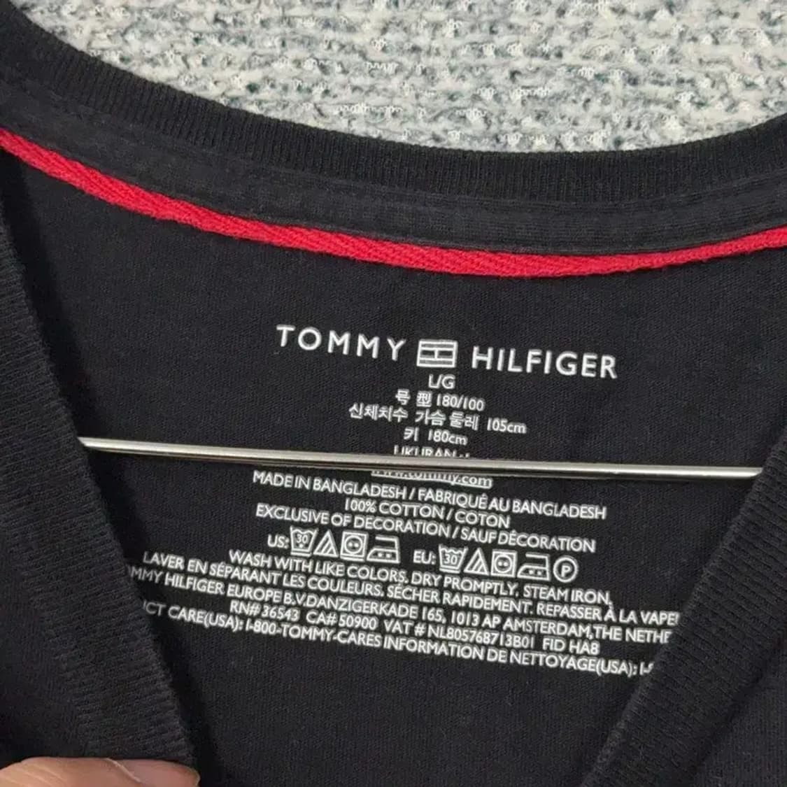 타미힐피거 블랙 심플 로고 코튼 남성 반팔 티 L/G 상품이미지4
