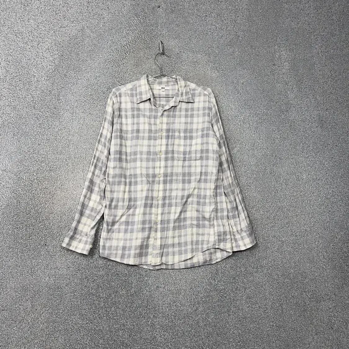 유니클로 남성 캐주얼 코튼 체크 셔츠 L 상품이미지1