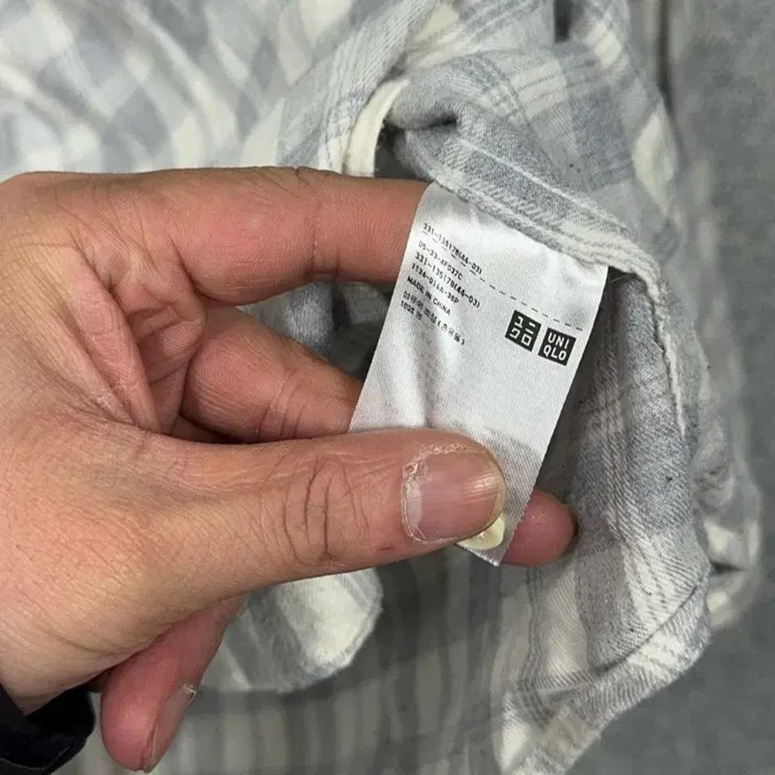 유니클로 남성 캐주얼 코튼 체크 셔츠 L 상품이미지4