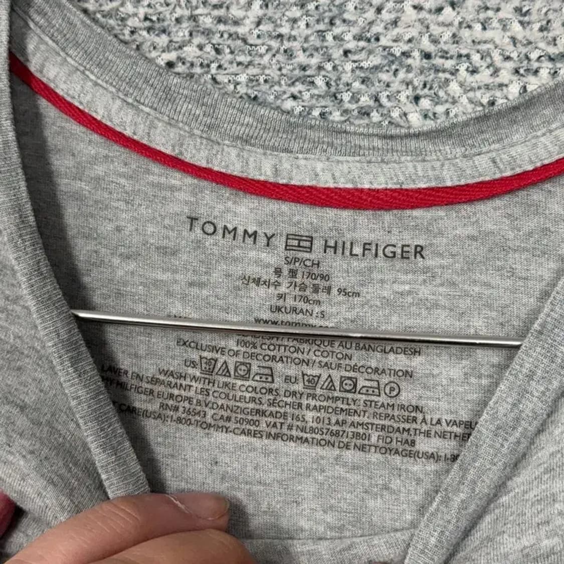 타미힐피거 라이트 그레이 로고 남성 반팔티 S 상품이미지5