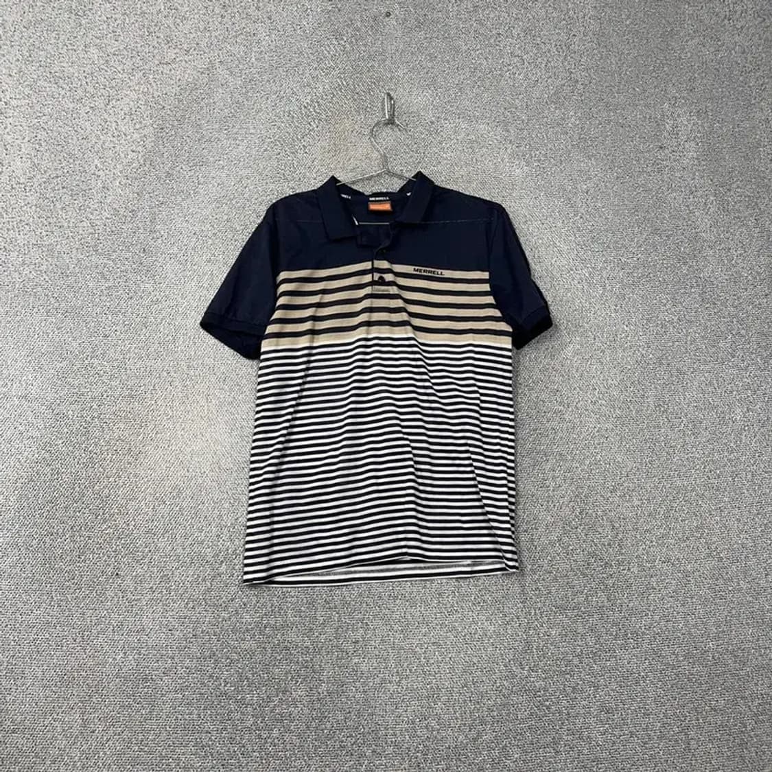 머렐 로고 등산 기능성 스트라이프 블루 반팔 카라티 L/100 상품이미지1