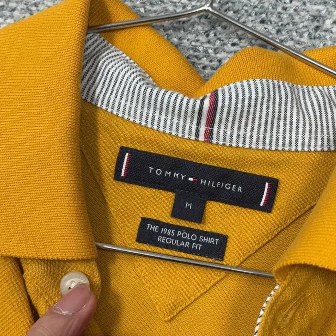 타미힐피거 옐로우 로고 남성 반팔 카라티 M 상품이미지5