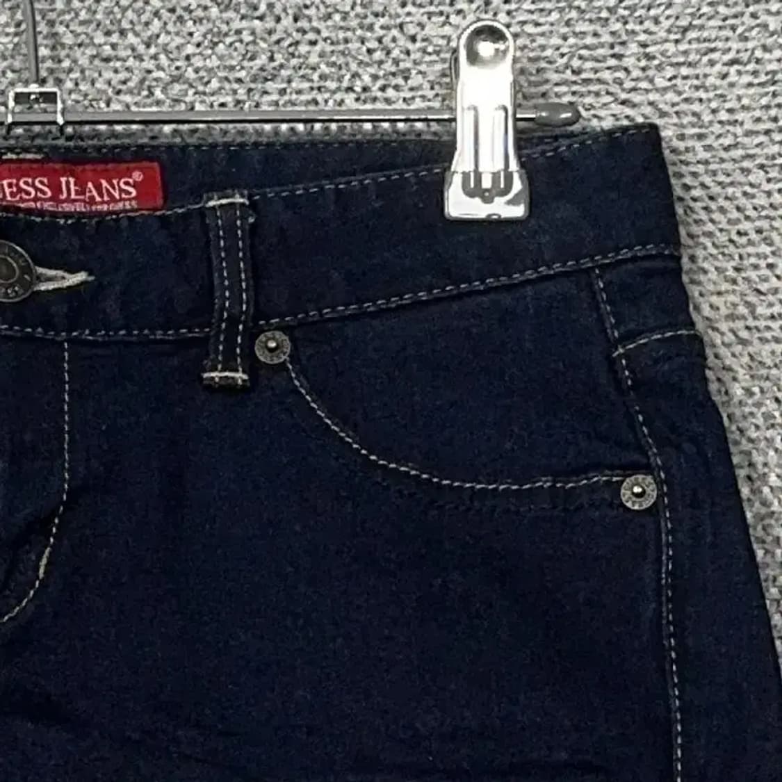 게스 실버로고 진청 데님 숏 여성 반바지 25 상품이미지5