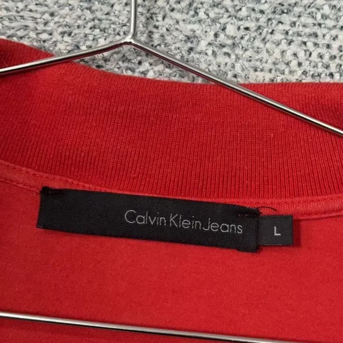 캘빈클라인 레드 남성 반팔 카라티 L 상품이미지3
