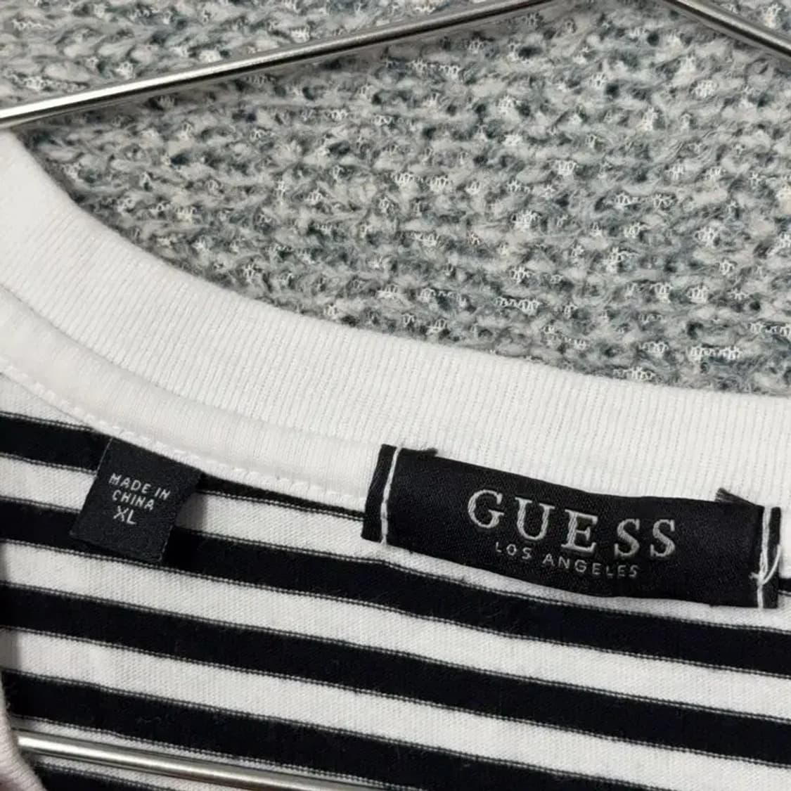 게스 스트라이프 로고 캐주얼 반팔 티 XL 상품이미지3