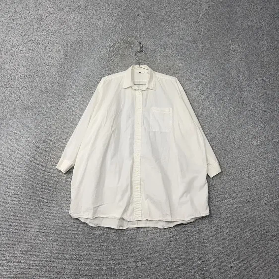 유니클로 화이트 오버사이즈 셔츠 원피스 M 상품이미지1