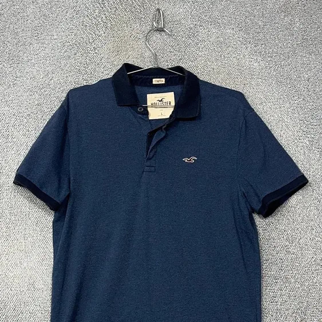 홀리스터 네이비 로고 남성 반팔 카라티 L 상품이미지3