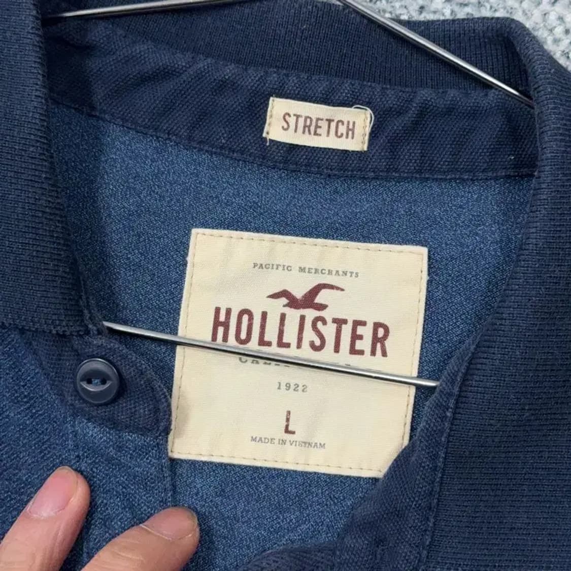 홀리스터 네이비 로고 남성 반팔 카라티 L 상품이미지5