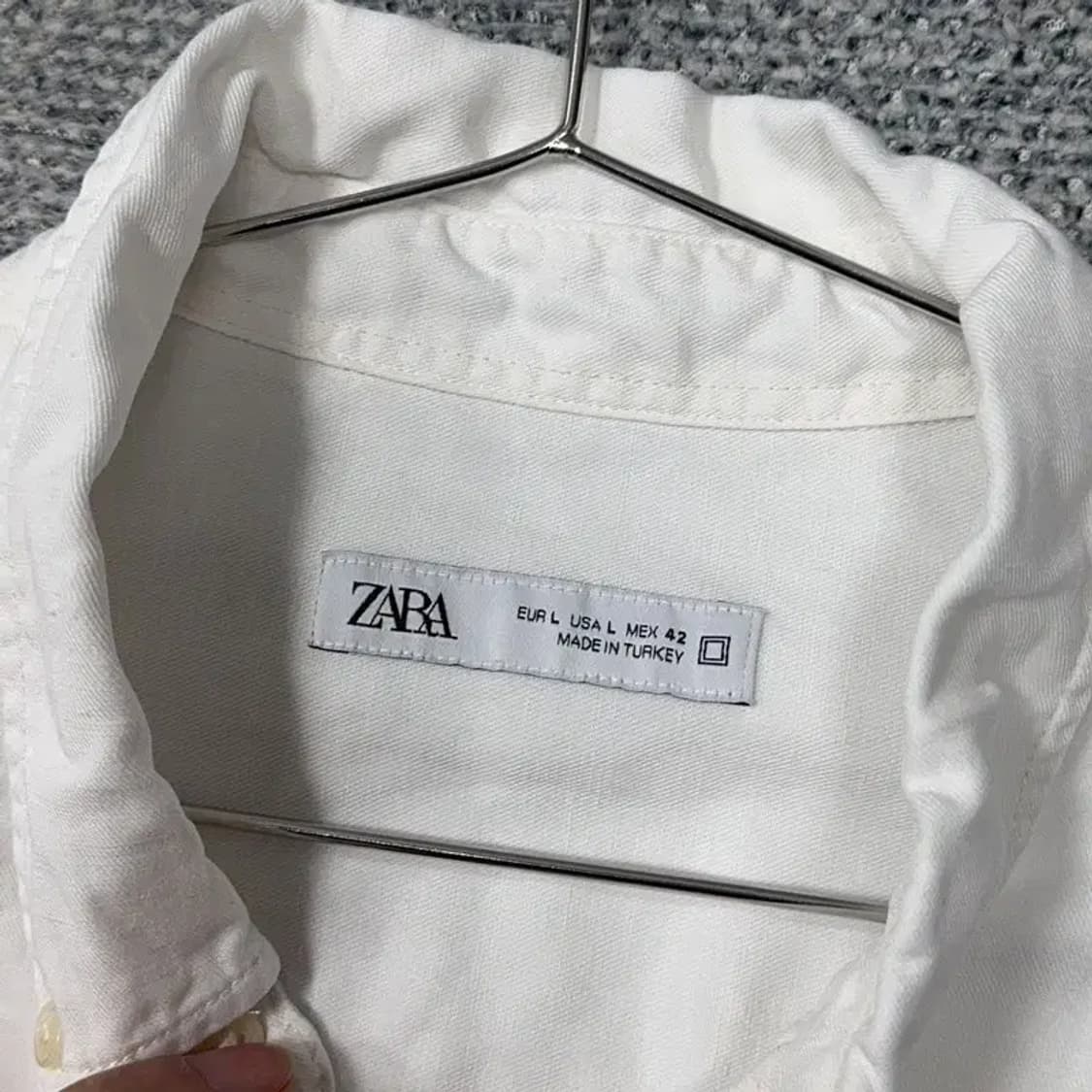 자라 남성 화이트 캐주얼 옥스포드 셔츠 L 상품이미지3