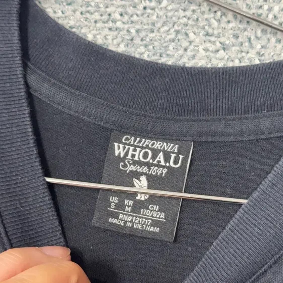 후아유 캐주얼 로고 프린팅 네이비 반팔 티 M 상품이미지3