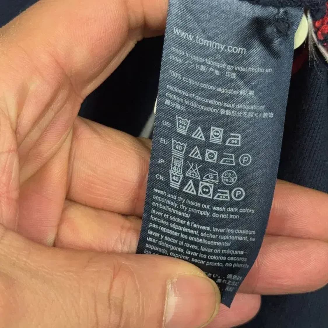 타미힐피거 스트라이프 네이비 자수 로고 반팔 카라티 M 상품이미지4