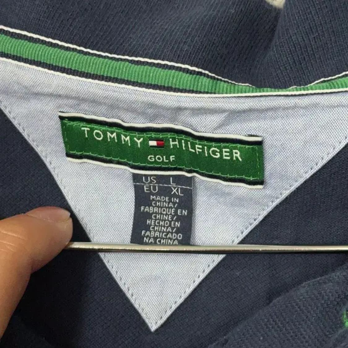 타미힐피거 네이비 로고 남성 반팔 카라티 L 상품이미지3