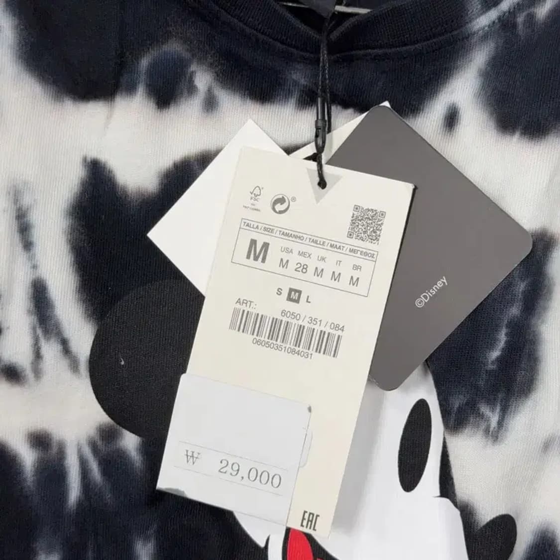 디즈니 미키마우스 빈티지 프린팅 크롭 반팔티 M 상품이미지4