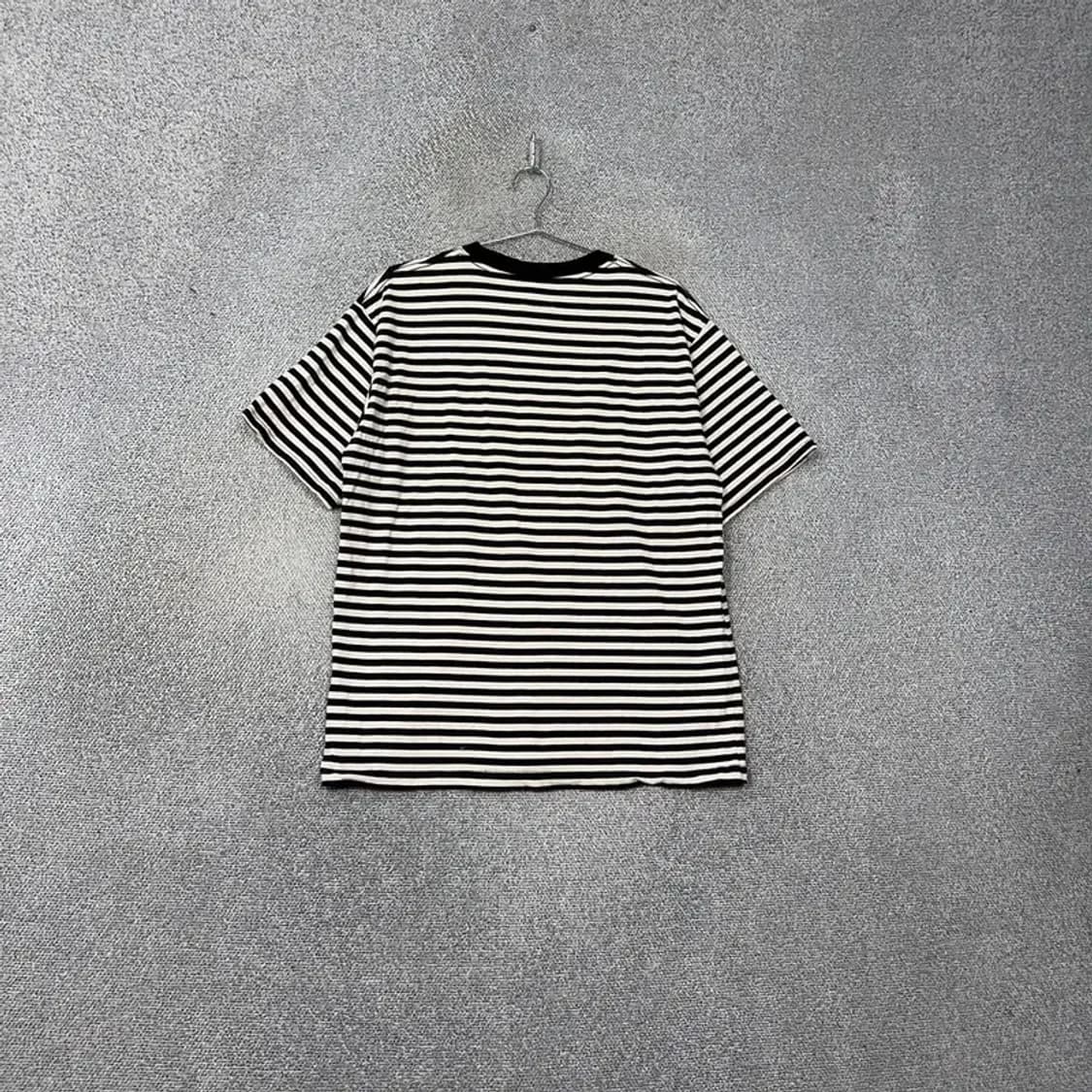 예일 스트라이프 블랙 로고 남성 반팔티 L 상품이미지2