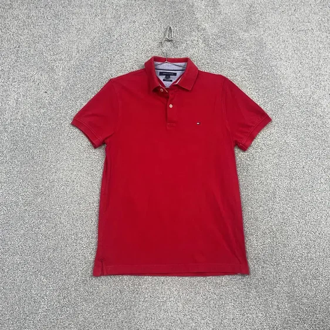 타미힐피거 플레그 로고 캐주얼 레드 반팔 카라티 M 상품이미지1