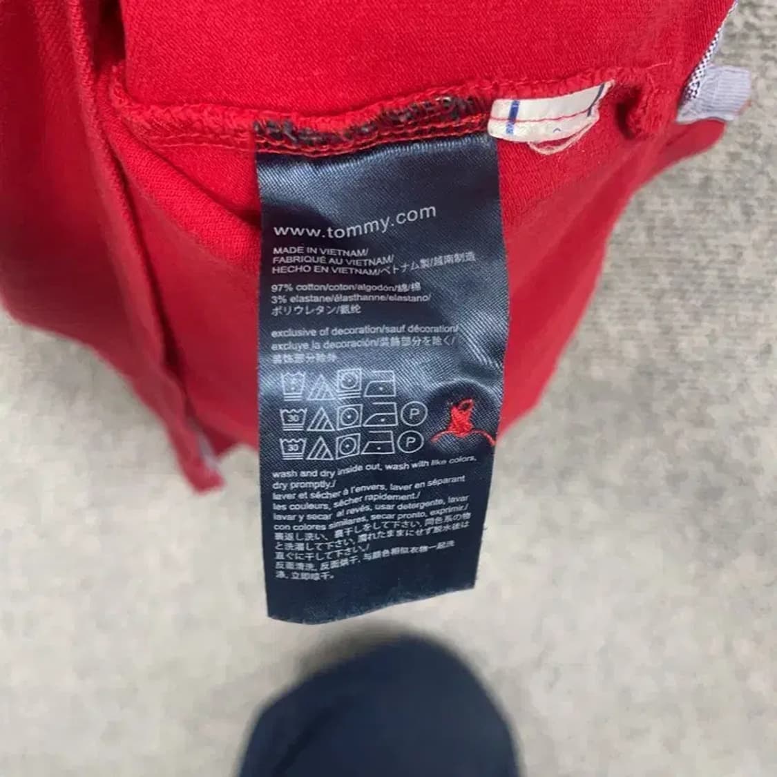 타미힐피거 플레그 로고 캐주얼 레드 반팔 카라티 M 상품이미지6