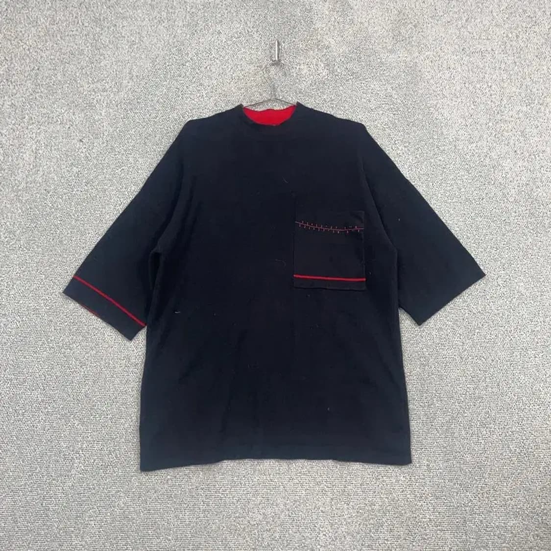 자라 남성 오버핏 포켓 블랙 반팔티 L 상품이미지1