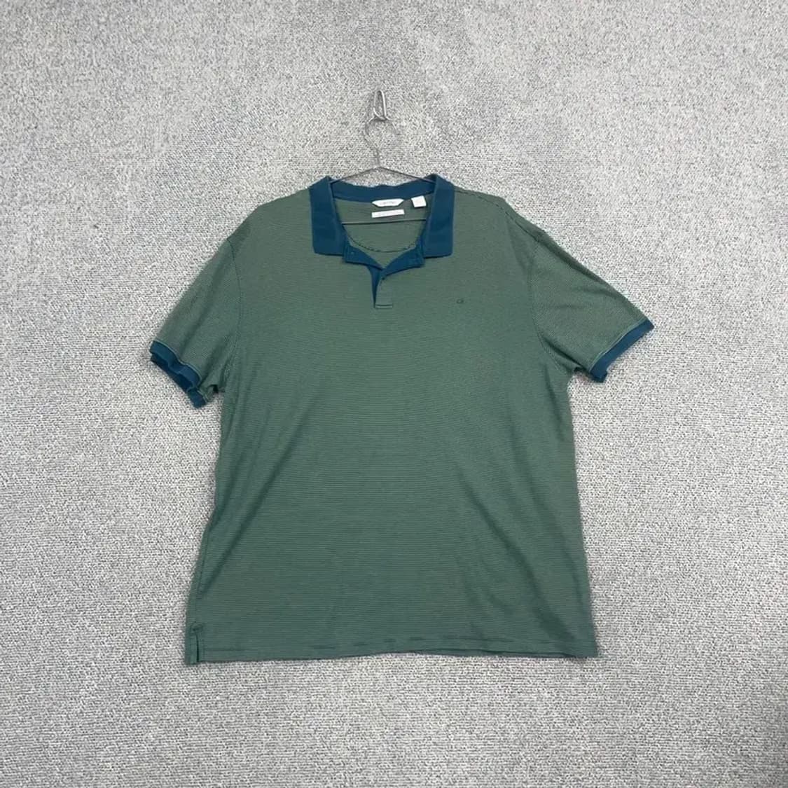 캘빈클라인 빅사이즈 스트라이프 그린 반팔 카라티 XXL 상품이미지1