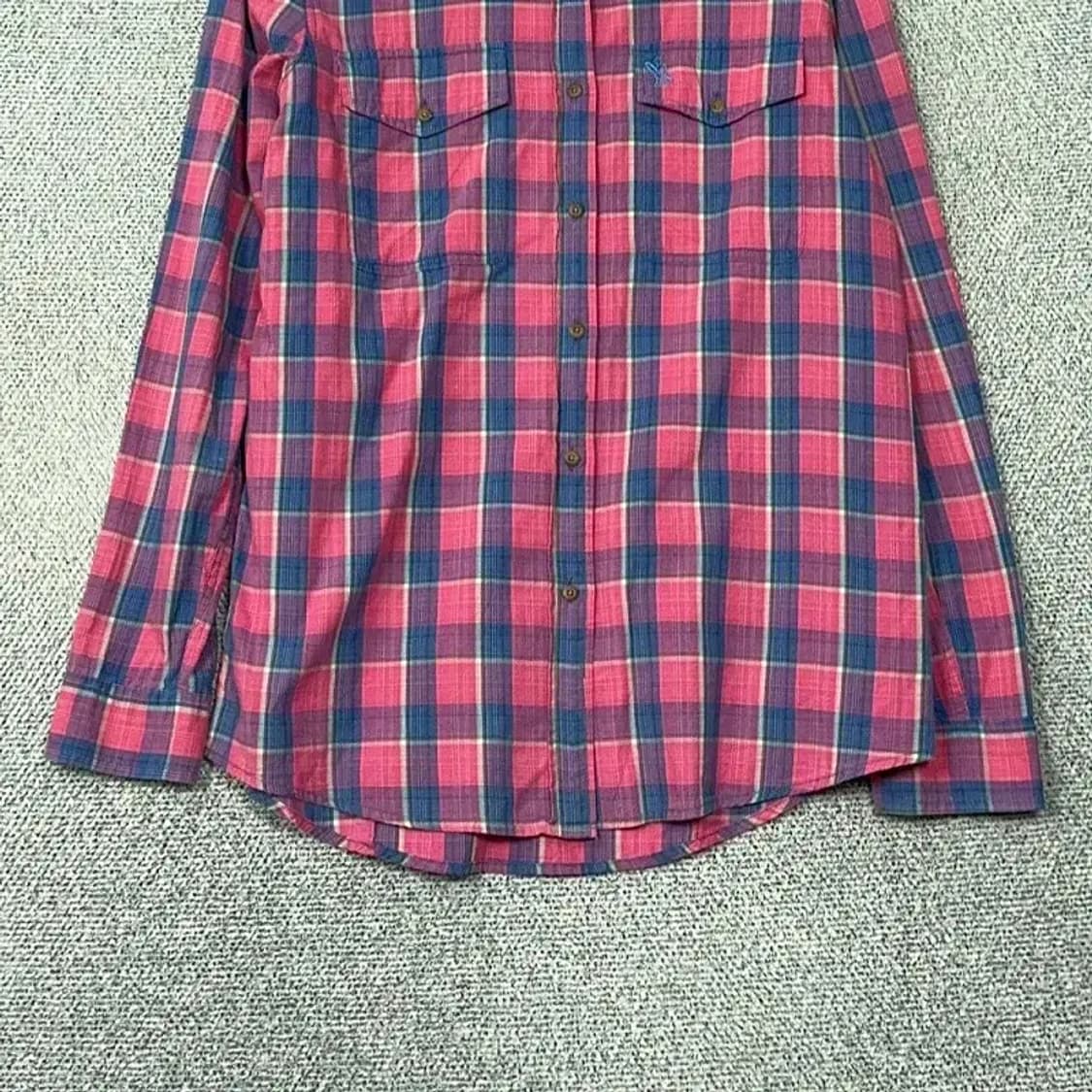 후아유 빈티지 핑크 체크 남방 M 상품이미지4