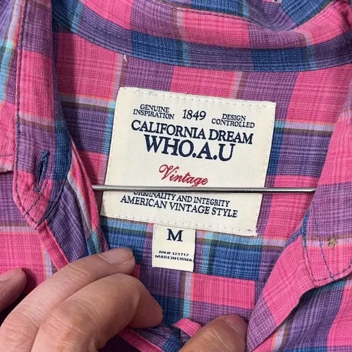 후아유 빈티지 핑크 체크 남방 M 상품이미지5