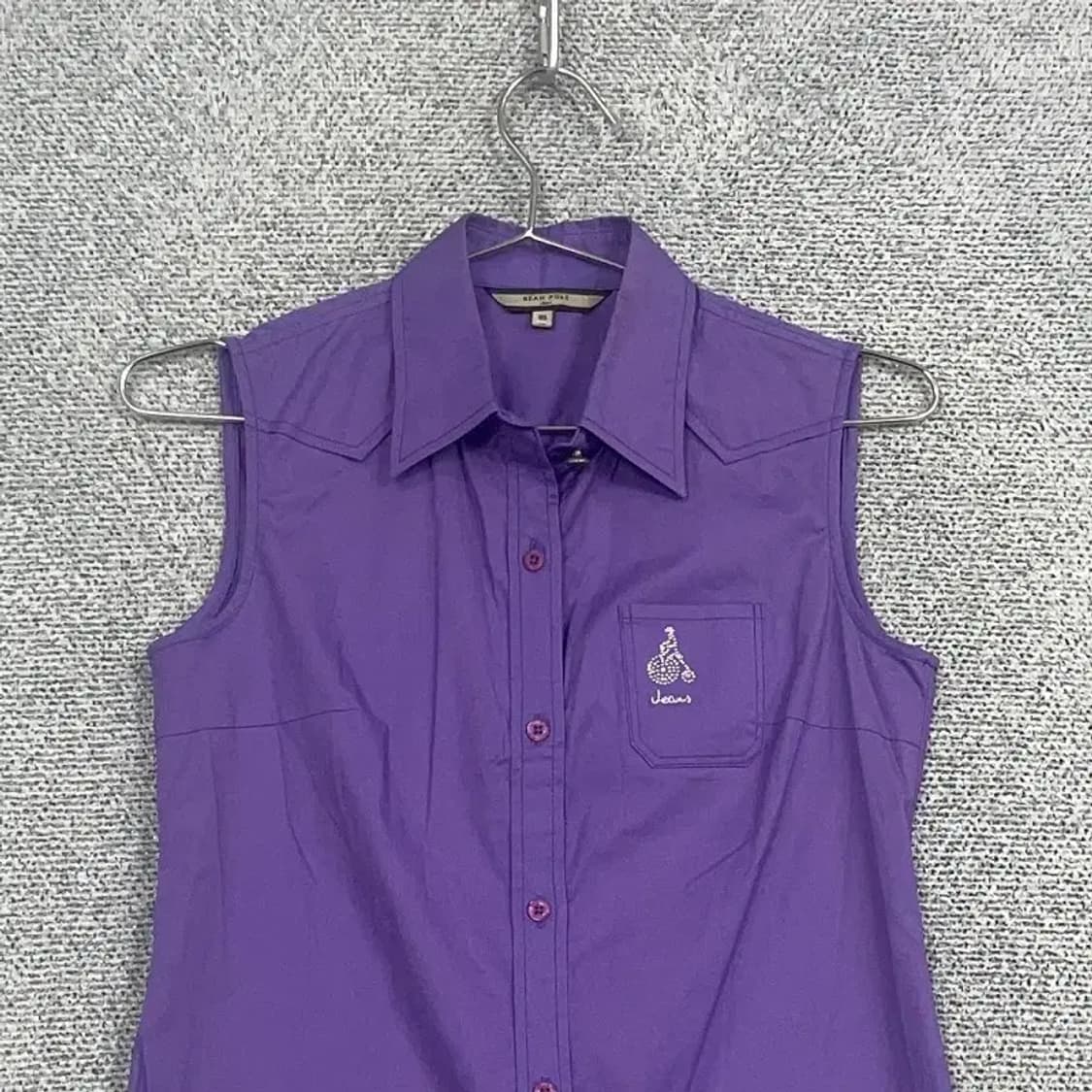 빈폴 퍼플 로고 여성 빈티지 숏 블라우스 85 상품이미지3