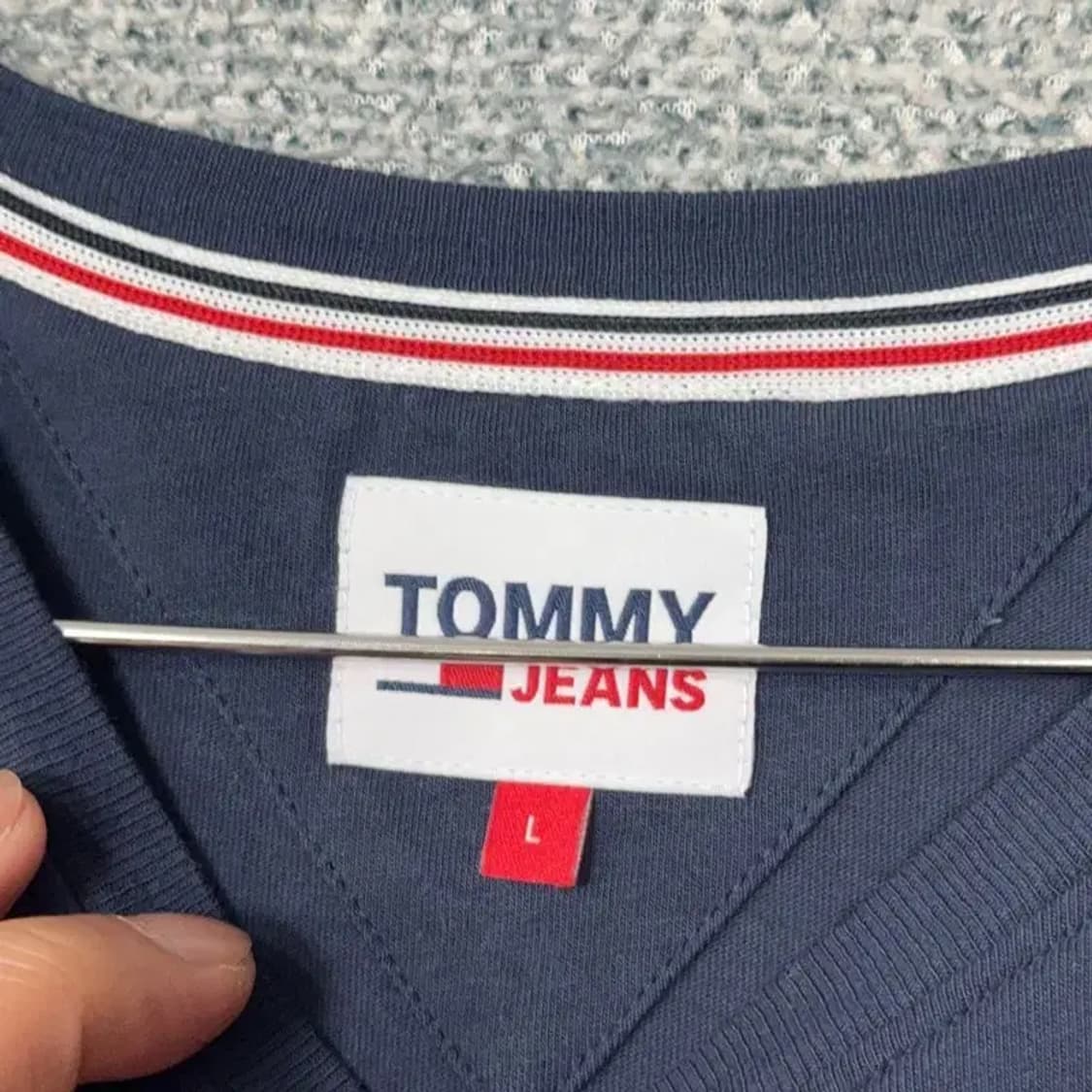 타미힐피거 네이비 로고 캐주얼 반팔티 L 상품이미지3