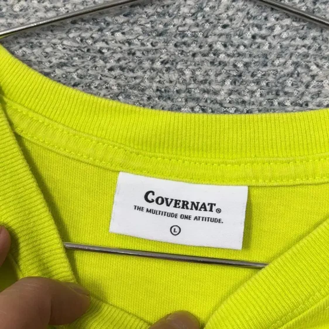 커버낫 옐로우 로고 형광 오버핏 반팔 티 L 상품이미지3