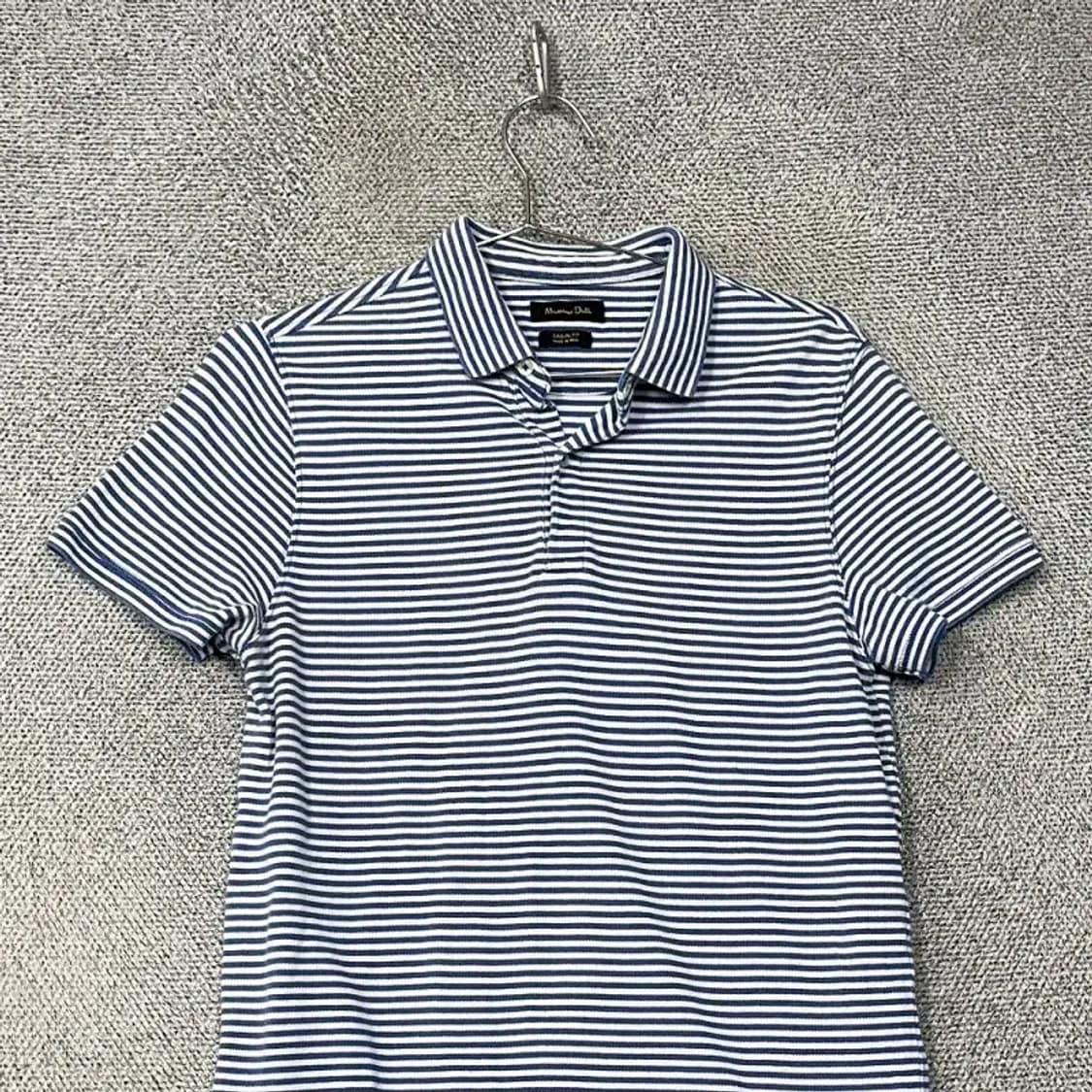 마시모두띠 스트라이프 블루 남성 반팔 카라티 M 상품이미지3