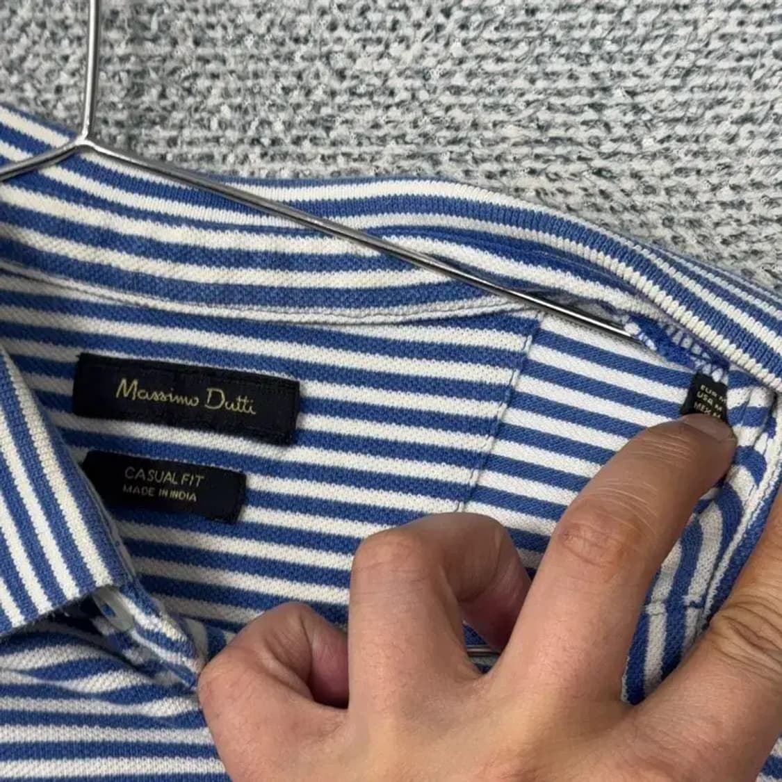 마시모두띠 스트라이프 블루 남성 반팔 카라티 M 상품이미지5