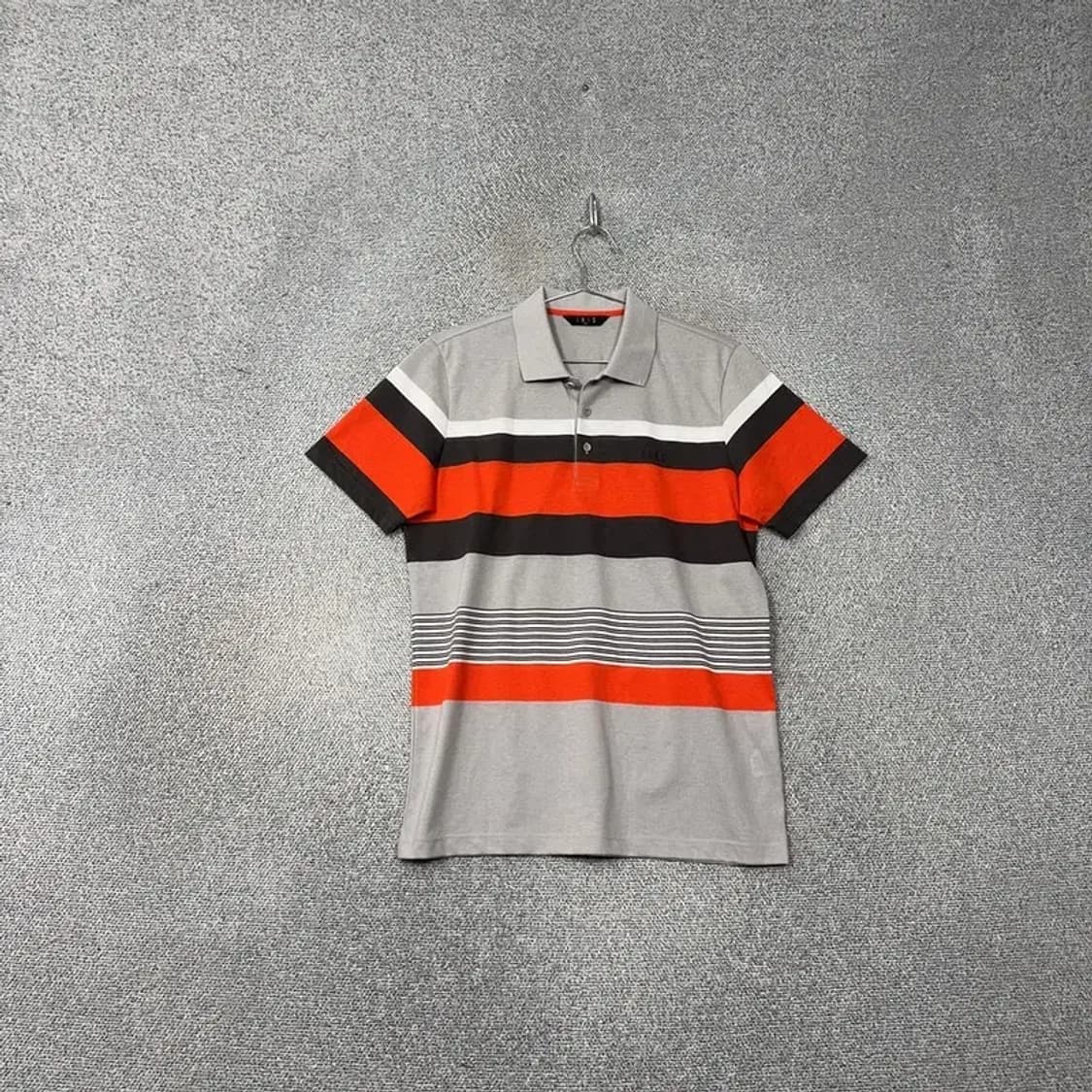 닥스 스트라이프 라이트 그레이 로고 남성 반팔 카라티 100 상품이미지1