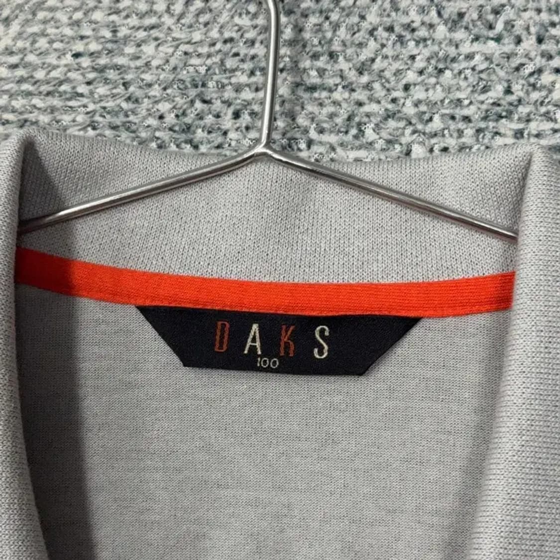 닥스 스트라이프 라이트 그레이 로고 남성 반팔 카라티 100 상품이미지3