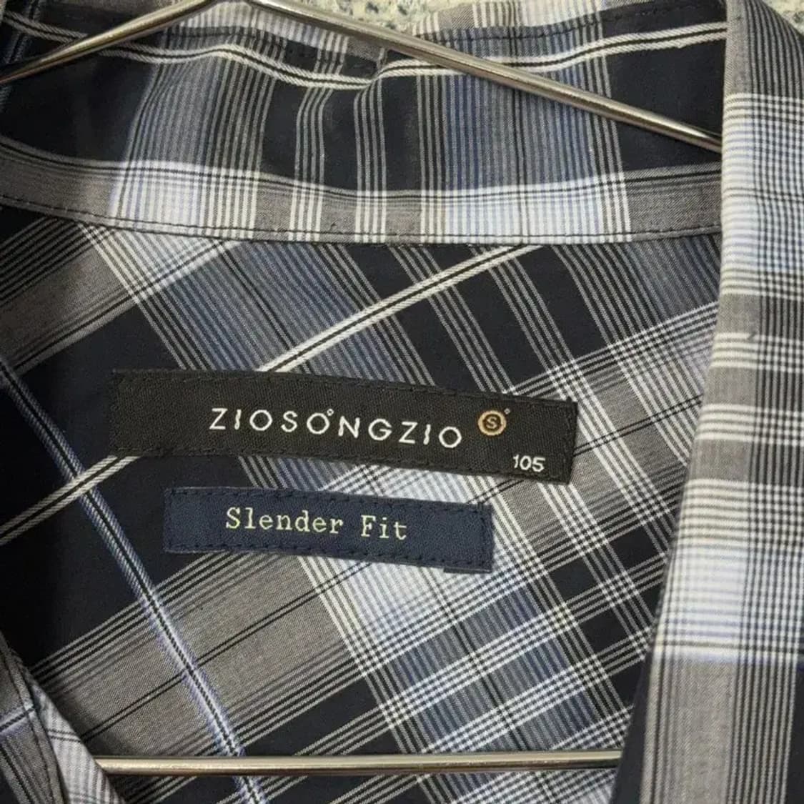 지오송지오 남성 캐주얼 네이비 체크 셔츠 105 상품이미지3