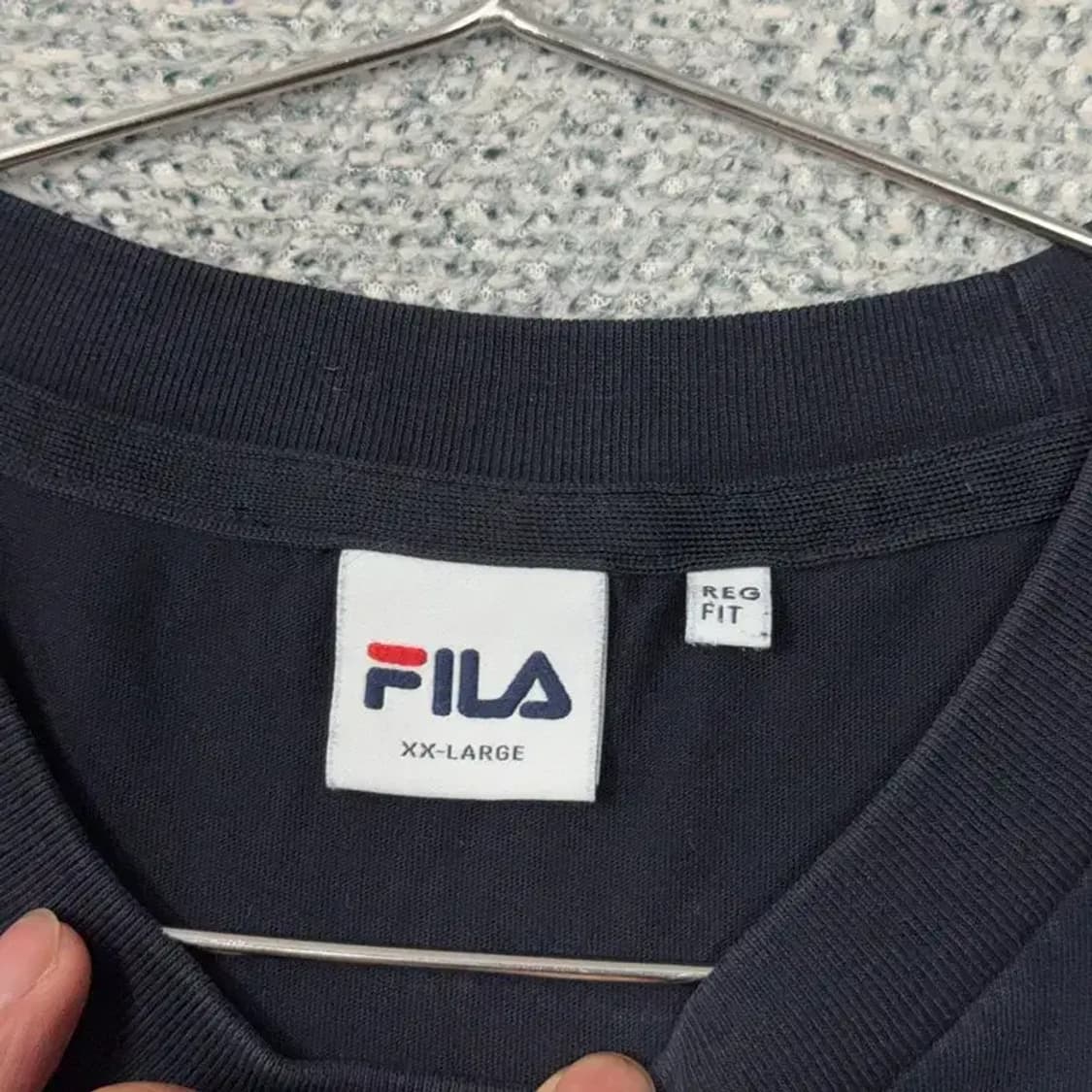 휠라 네이비 로고 남성 코튼 반팔티 XXL 상품이미지3