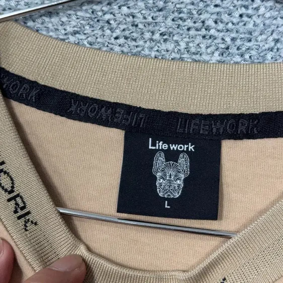 라이프워크 베이지 캐주얼 오버핏 반팔 티 L 상품이미지3