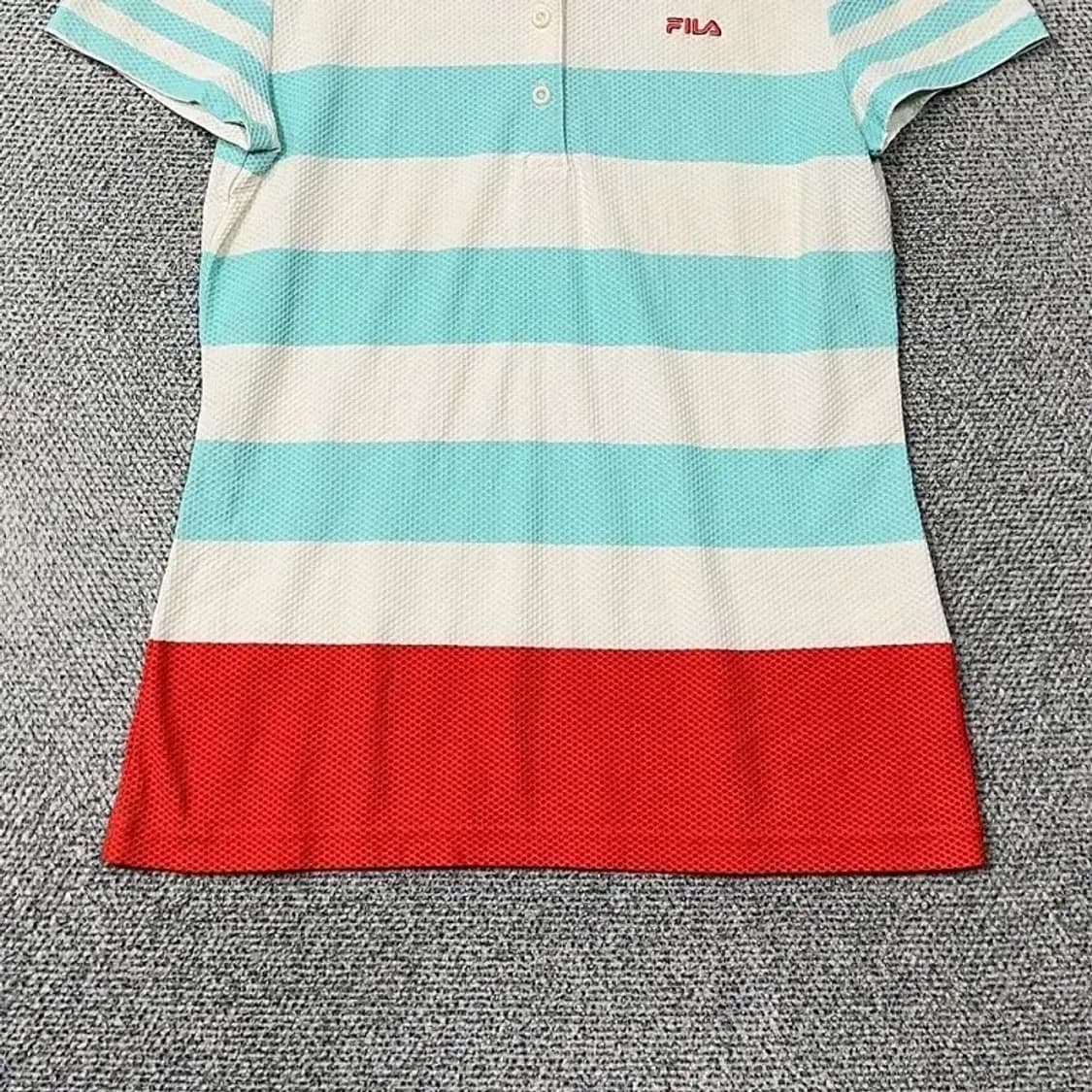 휠라 스트라이프 로고 여성 기능성 반팔 카라티 90 상품이미지4