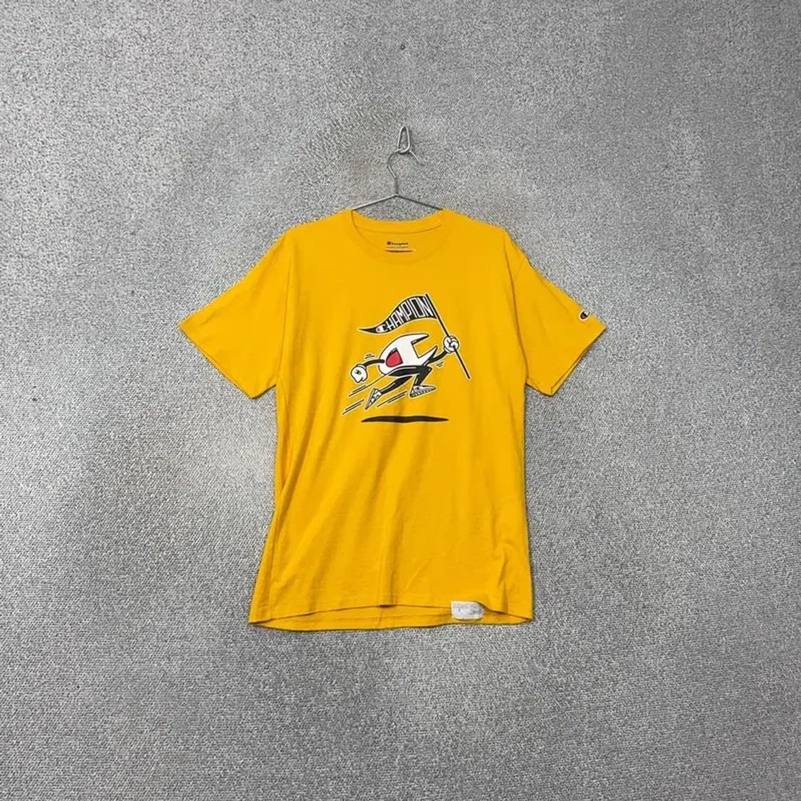 챔피온 프린팅 빅로고 빈티지 옐로우 반팔 티 M 상품이미지1
