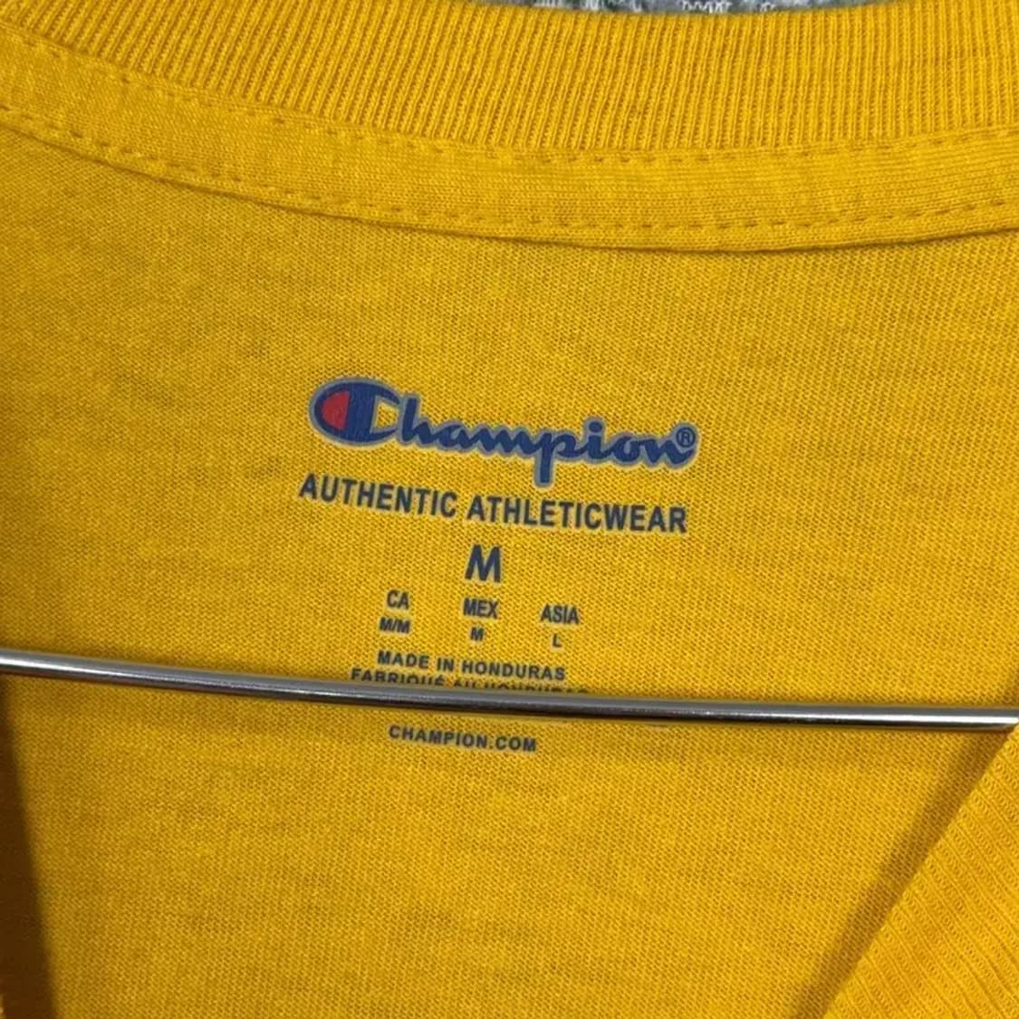 챔피온 프린팅 빅로고 빈티지 옐로우 반팔 티 M 상품이미지3