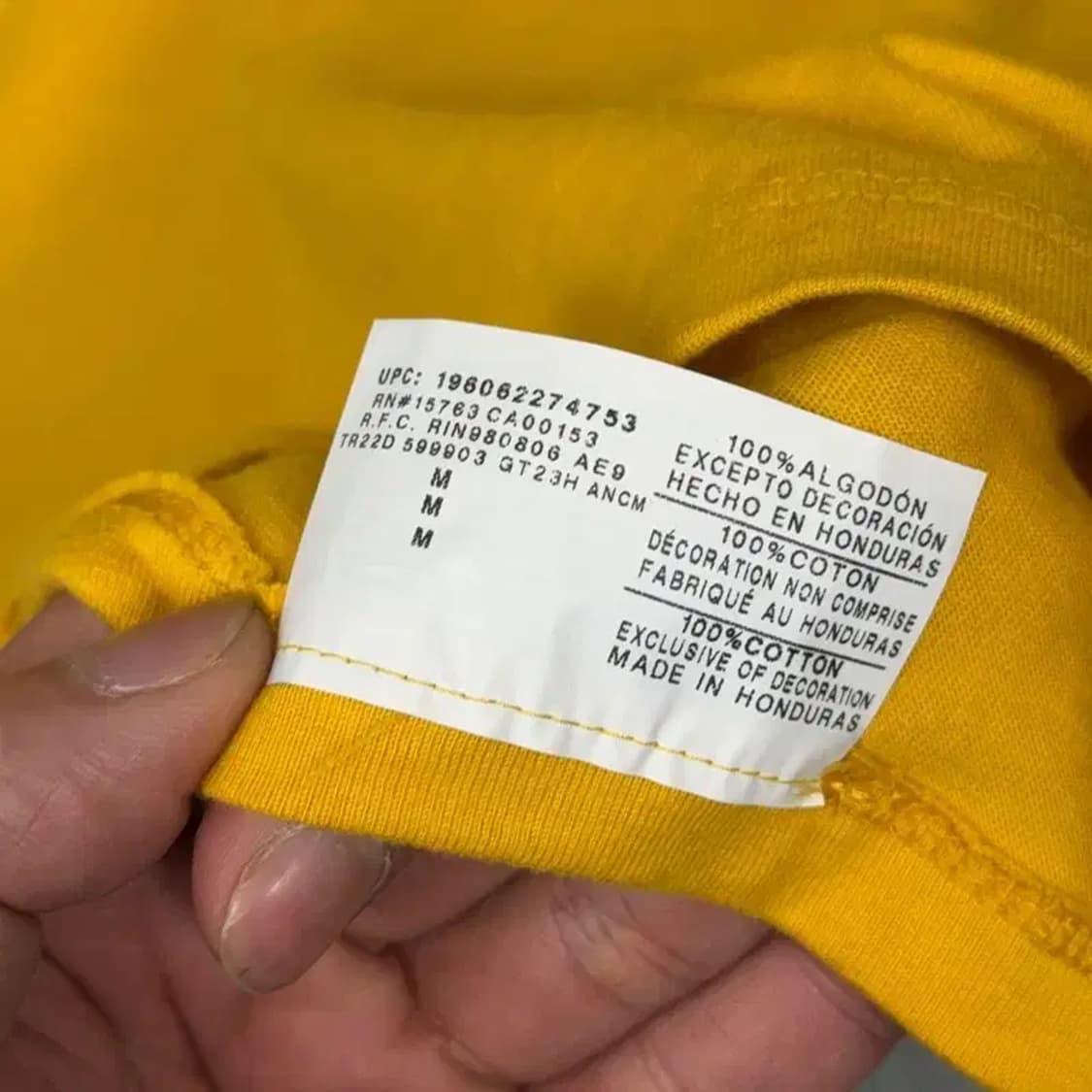 챔피온 프린팅 빅로고 빈티지 옐로우 반팔 티 M 상품이미지4