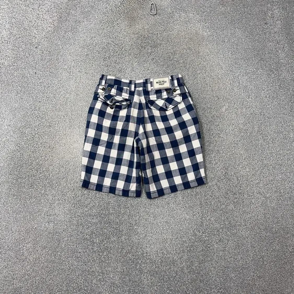 빈폴 남성 캐주얼 네이비 체크 면 반바지 76-91 상품이미지2