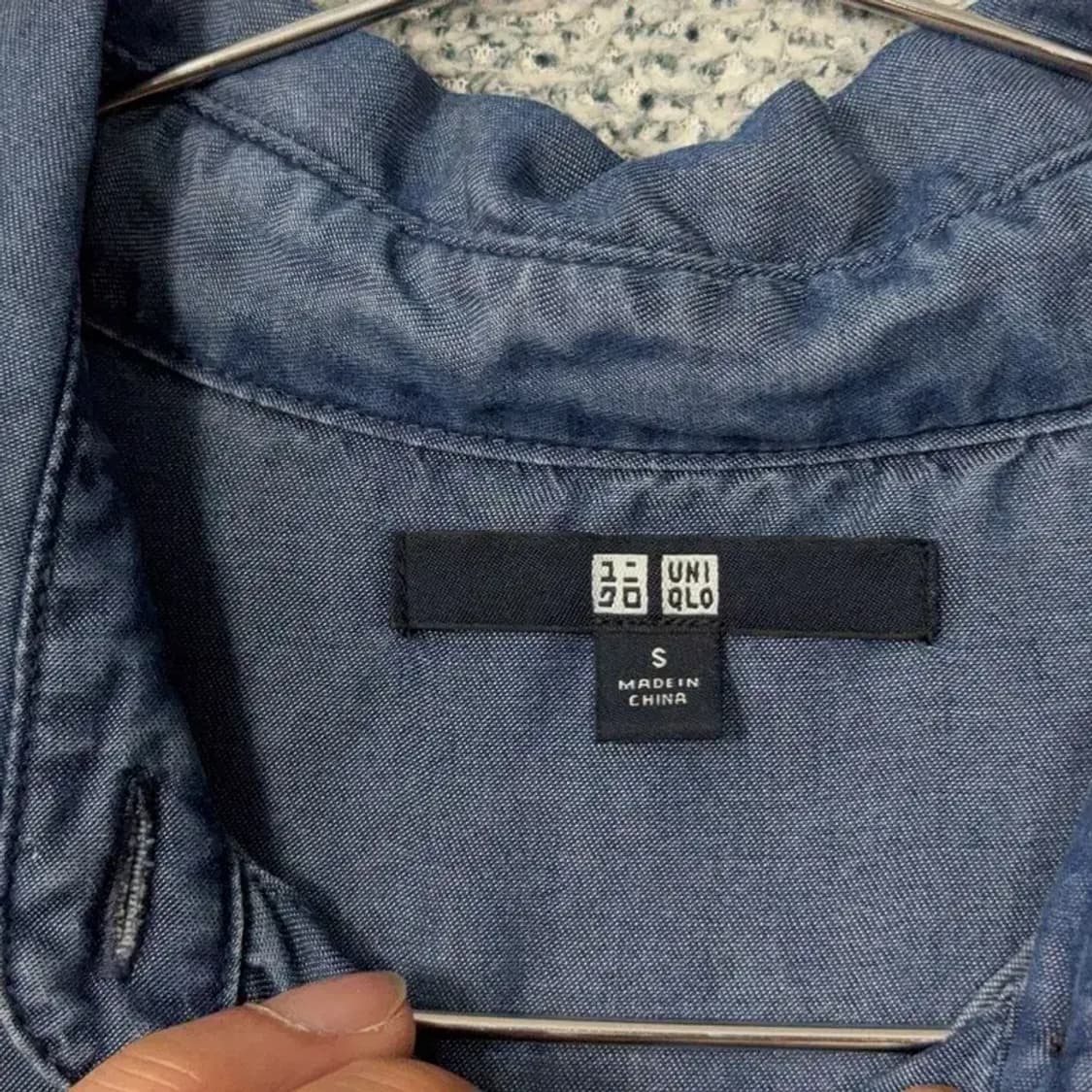 유니클로 네이비 데님 인디고 셔츠 원피스 S 상품이미지5