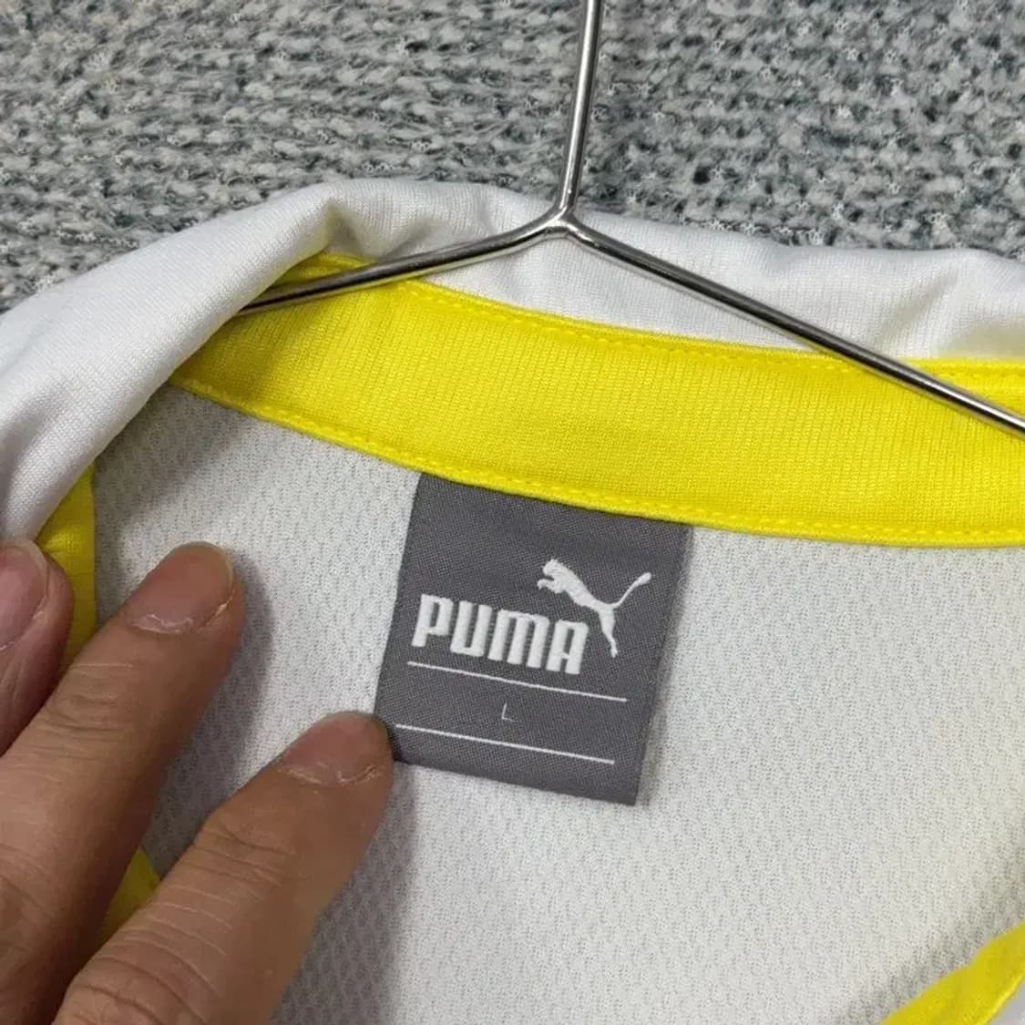 푸마 여성 화이트 기능성 반팔 카라티 L 상품이미지3